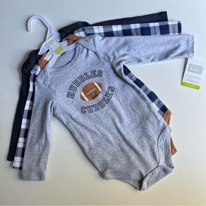 Hudson Baby Boys Cotton Bodysuit and Pant Set Brown Navy Mamas Short-Sleeve 6-9
